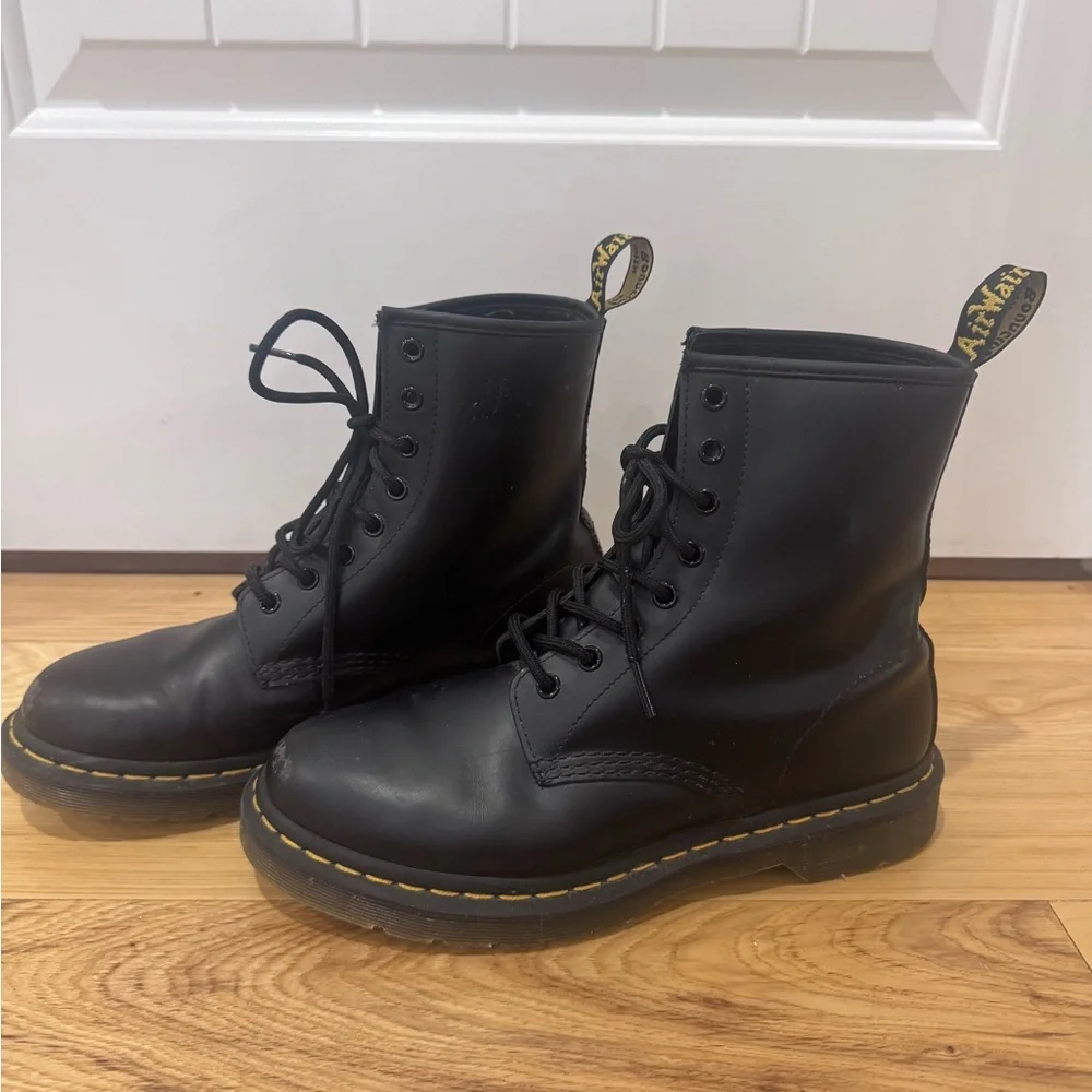 Dr. Martens Black Boots with Yellow Accents - Picture 1 of 13